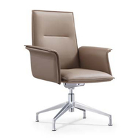 Chaise de bureau mobile en cuir importé de haute qualité chaise de gestionnaire de classe moyenne avec accoudoirs fixes