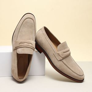 รองเท้าโลฟเฟอร์หนังกลับเบาะหนังวัวใส่สบาย, รองเท้าหนังแกะทั้งตัวหรือหนังวัวทั้งใบปิดแบบสวมสำหรับธุรกิจและชุดลำลอง - Product Image 3