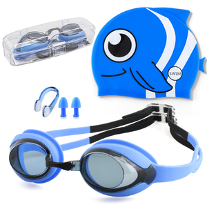 2025 चीन ईवू थोक गुणवत्ता वाले बच्चों के कार्टून प्रशिक्षण तैराकी मछली टोपी और नाक क्लिप के साथ गोगल्स - Product Image 2