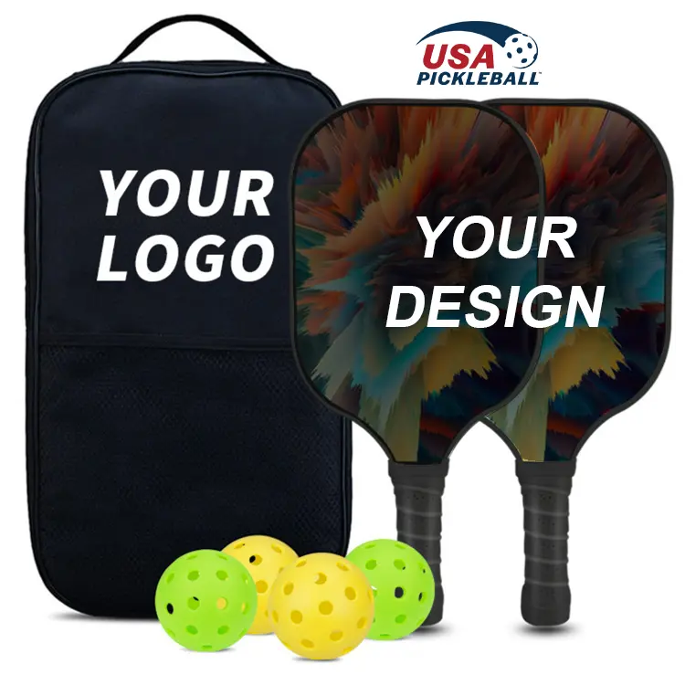 USAPA Aprobado al por mayor Personalizado Termoformado Grafito Pickle Ball Raqueta de vidrio 3K 18K Fibra de carbono Pickleball Paletas Juego de 2