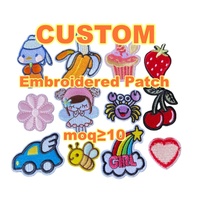 Logo personnalisé brodé Patch fruits fleurs insigne thermocollant tissu tissu autocollant brodé logo breloques accessoires