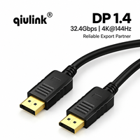   Câble 1.4 4K 144Hz 32.4Gbps plaqué or avec poignée ergonomique pour moniteur, téléviseur, PC, ordinateur de bureau, projecteur, jeux
