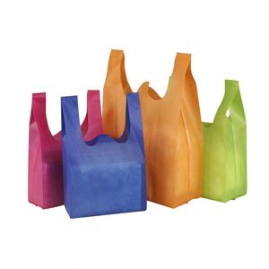 Bolsas de Compras Personalizadas con Logotipo Impreso, Ecológicas, de Tela No Tejida, Impresas con Serigrafía, Tipo Camiseta, para Supermercado - Product Image 1