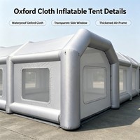 Grande tente publicitaire gonflable avec fenêtres latérales transparentes, structure épaisse pour événements extérieurs, expositions, promotion de marque