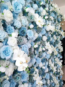 High-quality real touch Wedding Supplies Floral Wall Panel Decoration Blue Rose Flower Wall <b>Backdrop</b> - Product Image 4