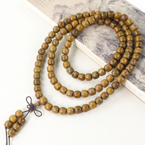 Old Green Sandalwood 108 <b>Beads</b> Barrel Shape Buddhist Prayer <b>Beads</b> Handmade Traditional Chinese Style <b>Bracelet</b> For <b>Men</b> Women - Product Image 4