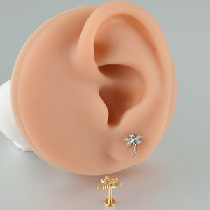 Boucles d'oreilles pendantes libellule plaquées titane, en alliage G23, bijoux de piercing pour oreille, lèvre, cartilage - Product Image 2