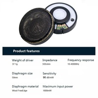 Haut-parleur pour casque Hi-Fi de qualité supérieure, 50 mm, 300 ohms, châssis métallique, revêtement en PU, diaphragme en titane, aimant néodyme N52, conforme RoHS