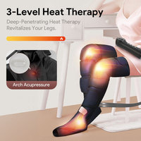 Masseur de compression des jambes avec chaleur, bottes de compression d'air pour la circulation, soulagement de la douleur, outil de massage des mollets, des pieds et des cuisses