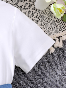 Atacado New <span class=keywords><strong>Kids</strong></span> <span class=keywords><strong>Fashion</strong></span> <span class=keywords><strong>Design</strong></span> Crianças Roupas Set Top Bow Denim Patchwork Saia Meninas Outfits - Product Image 5
