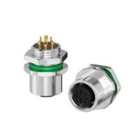 Conector de panel frontal hembra M12 A-Code de 4 pines con bloqueo, recorte con llave de 16.2mm para sistemas de robótica y AGV