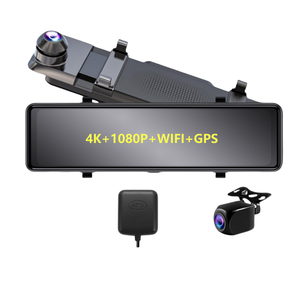11 pouces 4K rétroviseur caméra de tableau de bord avant et arrière 4K caméra de tableau de bord de <span class=keywords><strong>voiture</strong></span> avec double objectif Wifi GPS vision nocturne moniteur de stationnement - Product Image 1