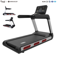 Tapis roulant commercial DissolvedFitness DC-TDM011 pour l'entraînement sportif, inclinaison automatique, bande large, écran LED, 1-20 km/h, capacité utilisateur maximale 200 kg