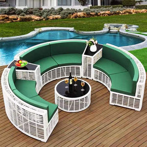 المنزل الروطان نصف القمر في الهواء الطلق أريكة طقم أثاث للحديقة شبه دائرة كرسي صوفا من الخيزران الخوص أثاث خارجي أطقم للحديقة - Product Image 4