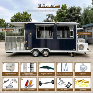 JINLIJING Imbisswagen, Bar Mobile, Grill BBQ, Remorque Alimentaire avec Porche Entièrement Équipée, Rôtissoire à Poulet, Four à Pizza, <span class=keywords><strong>Camion</strong></span> Alimentaire - Product Image 4