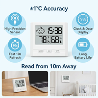 Mini thermomètre numérique d'intérieur, hygromètre alimenté par batterie, moniteur de température et d'humidité pour les chambres de bébé et les bureaux