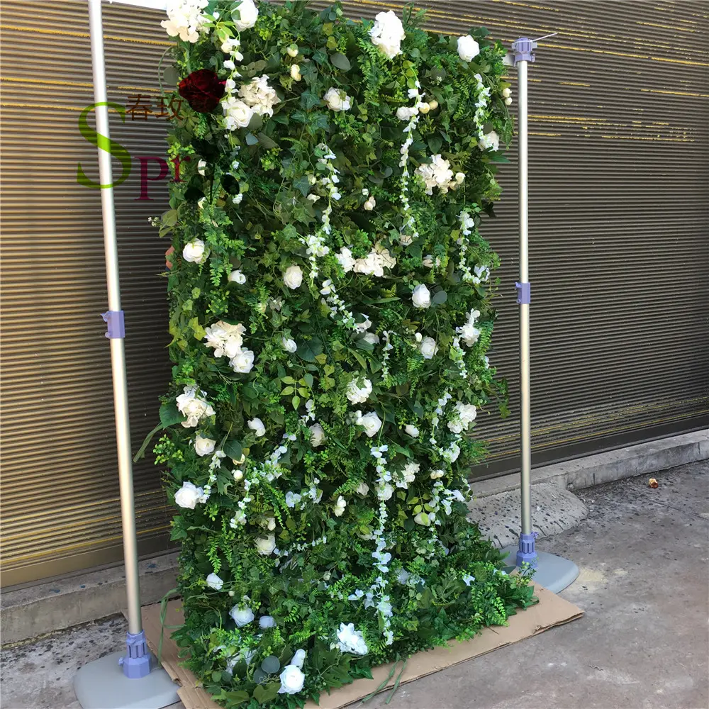 SPR High Quality 3D Style Wide Plant Green Wall With Flowers For Celebration Wedding Backdrop