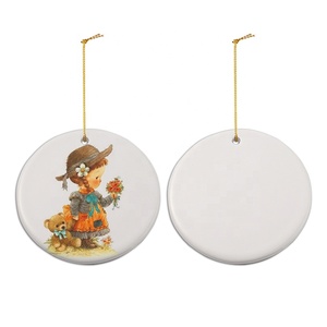 Promotional Customized Logo <strong>Ceramic</strong> Xmas Tree DIY Photo Circle Hanging Charm Sublimation <strong>Blank</strong> Round Christmas <strong>Ornament</strong> - Product Image 1