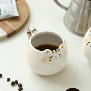 Tasse à <span class=keywords><strong>café</strong></span> réutilisable en porcelaine peinte à la main 3D créative Design personnalisé de chat mignon - Product Image 5