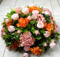Boule de fleurs artificielles de haute qualité (rose et hortensia) pour centre de table de mariage, décoration en soie pour scène, vitrine et hall d'exposition