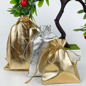 Pull-<b>string</b> Gift Bag <b>Gold</b> Silver Red Eco-Friendly Polyester 10*15cm Wedding Party Festival Use Candies Chocolates Storage Bag - Product Image 3