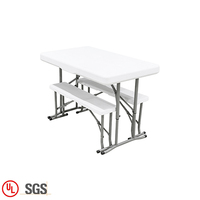Table pliante légère et moderne à 3 kits avec bancs Table pliante en plastique pour pique-nique et fête en plein air