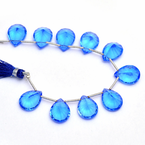 AAA + Swiss Blue Topaz Quartz 12x16mm Poire Concave Perle Rare Topaze Hydro Quartz Gemstone Loose Cut Stone Perles pour la fabrication de bijoux - Product Image 5