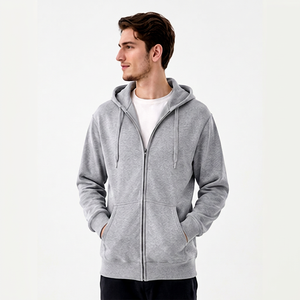 Sweat-shirt à capuche zippé intégral pour homme, en molleton uni, veste décontractée streetwear, personnalisable avec logo, vente en gros, vêtements OEM - Product Image 3