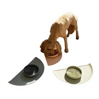 Tapis d'alimentation pour chien en silicone, imperméable et antidérapant, avec rebord surélevé, plateau profond 21x10,5 pouces pour chiens et chats, couleur terre cuite