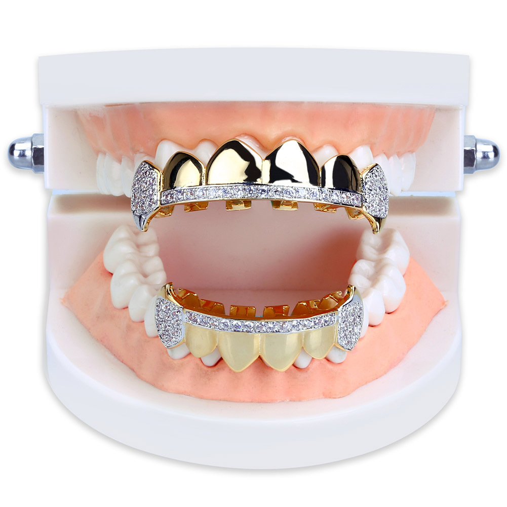 邦楽 Ice On Da Grillz TRILL GRILLZ Unisex Ice Crystal Teeth Grill - Punk Style Hip Hop Rapper