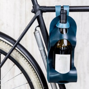Sac à vin portable d'extérieur en stock, housse de rangement pour bouteille de bière, housse à vin suspendue en cuir PU pour VTT, sac à champagne - Product Image 3