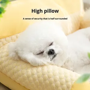 가을 겨울 시원한 강아지 침대, 큰 눈의 귀여운 아이스 빈 패턴, 모든 계절용 고양이 침대, 애완동물 등받이 강아지 쿠션 - Product Image 4