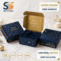 Boîte d'expédition en carton ondulé personnalisée avec logo de Noël, emballage en carton kraft recyclé, boîte de couleur pour l'expédition de cadeaux de Noël