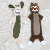 Jouet à mâcher interactif pour chien en peluche lapin en tissu chanvre, couineur, durable, pour le nettoyage des dents, pour chiens de taille moyenne/grande, blanc/marron, usage intérieur