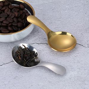 Cuillère à glace en acier inoxydable doré, tête ronde, manche court, cuillère à café - Product Image 1