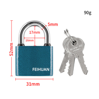 Cadenas de fer à noyau en laiton robuste de haute qualité bleu peint coin arrondi Cadeado clé accès anneau en caoutchouc étanche bleu sûr