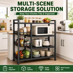 Standing Type Kitchen <b>Storage</b> Rack Organizer with 4 Layers Metal Shelf 3 <b>Baskets</b> <b>for</b> Home Use Wholesale Supplier - Product Image 1