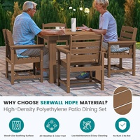 Ensemble de salle à manger carré pour patio, table avec 4 fauteuils en HDPE, résistant aux intempéries, ne se décolore pas, résistant à la rouille, pour jardin, bord de piscine, balcon