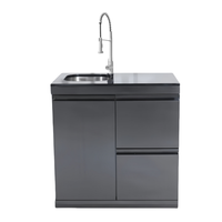 Îlot BBQ en acier inoxydable 304 titane noir avec design modulaire pour cuisine extérieure, barbecue Kamado et évier intégré