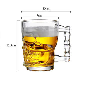 Taza de vino vacía con cara de fantasma de <span class=keywords><strong>calavera</strong></span> de 500ml, <span class=keywords><strong>copa</strong></span> de cerveza con asa, <span class=keywords><strong>cristal</strong></span> - Product Image 2
