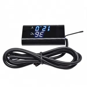 DC 12V 0.28 Inch Dual Display LED Digital Temperature Sensor Voltmeter Thermometer Voltage Meter Tester For Car Motorcycle