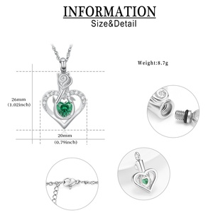 Collar de urna de corazón infinito de flor rosa para cenizas para mujer recuerdo de cenizas conmemorativas urna de corazón de piedra de nacimiento medallón joyería de cenizas - Product Image 4