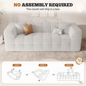 Sofá Moderno Convertible de 3 Plazas de Terciopelo, Sin Ensamblaje, Soporte Ergonómico, Asiento de 17 Pulgadas de Grosor, Espuma de Alta Densidad, para Sala de Estar o Escuela - Product Image 5