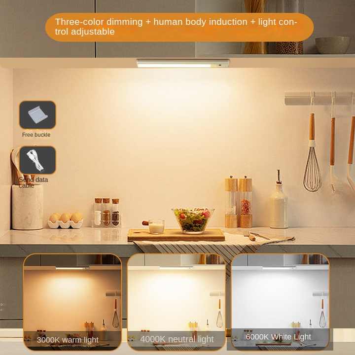 China Factory Led Motion Sensor Under Cabinet Light Built-in Rechargeable Battery Motion Detector Lights Three-color Lighting