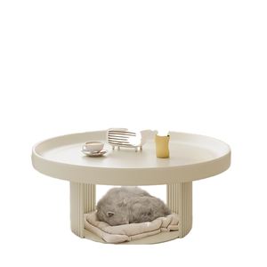 Mesa de Centro Redonda Blanca Moderna con Centro Circular de Mármol, Mesa de Centro de Metal para Sala de Estar - Product Image 2