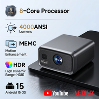 Projecteur vidéo 4K 4000 ANSI lumens, projecteur Android 15, home cinéma, projecteur vidéo 4K, écran 300'', projecteur LED LCD 4K