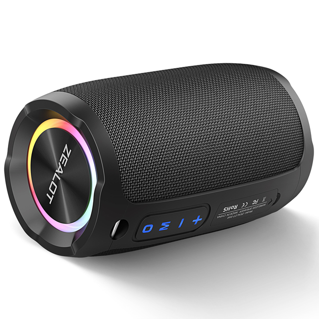 ZEALOT S49 IPX67 Waterproof Wireless Speaker with 10W Loud Stereo Sound, Outdoor Portable Speakers with 12H Playtime, RGB Light