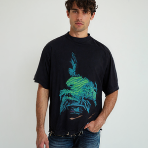 Camiseta de Gran Tamaño con Estampado Personalizado de Diseño, <span class=keywords><strong>Estilo</strong></span> Urbano <span class=keywords><strong>Hip</strong></span> <span class=keywords><strong>Hop</strong></span>, 100% Algodón Tejido para Hombre - Product Image 5