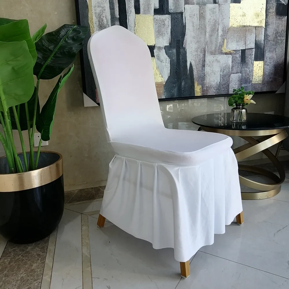 Jupe pare-soleil extensible Sundress housse de chaise blanche housse de chaise de luxe personnalisée pour banquet mariage