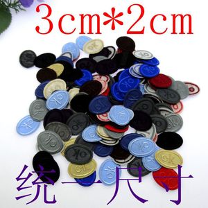Little Ok Patch Embroidered Round Iron On Fabric Applique For Clothing 2cmx3cm Nonwoven Felt <b>Polyester</b> <b>Yarn</b> - Product Image 5